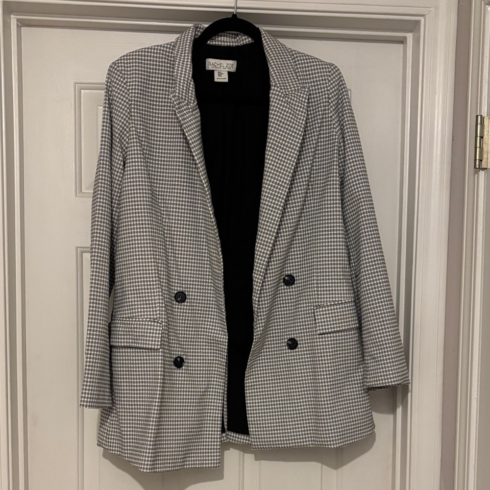 Jones New York Women's Black and White Houndstooth Blazer